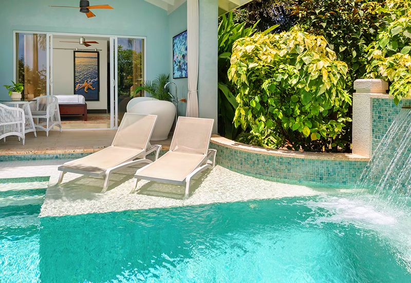 greatest caribbean resorts with swim-up suites sandals halcyon beach saint lucia