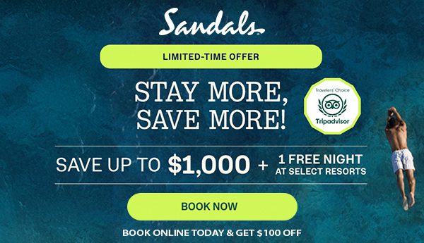 sandals stay more save more caribbean vacation deals