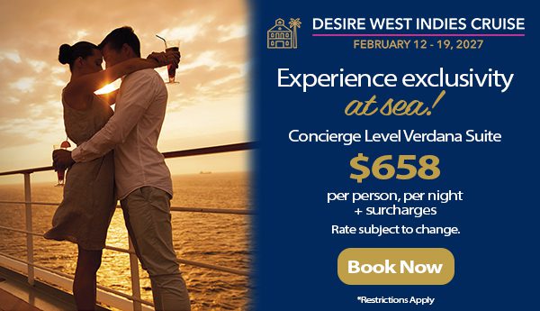 desire west indies cruise feb 2027 sale couples vacation at sea